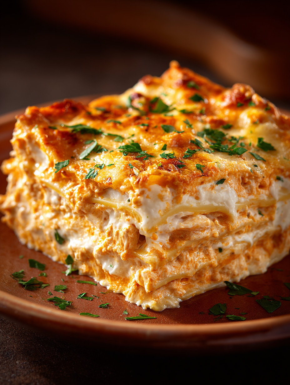 A plate of food with a slice of lasagna.