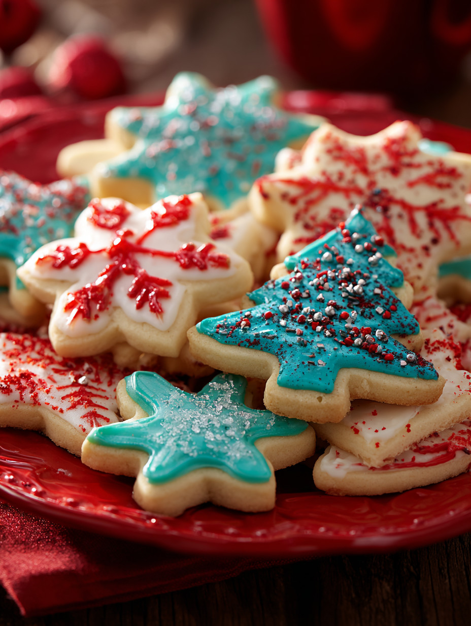 A plate of Christmas cookies.