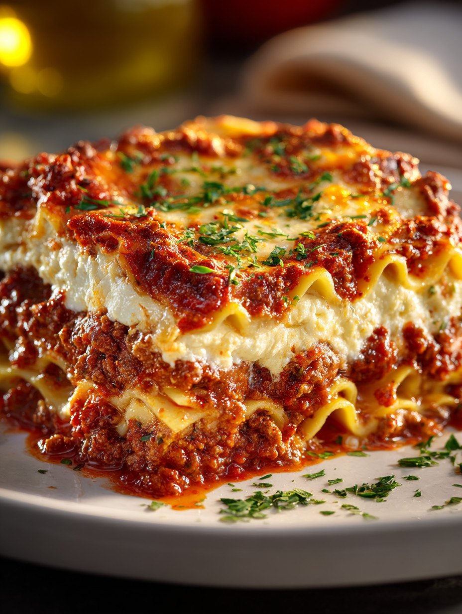 A plate of lasagna with a fork on it.