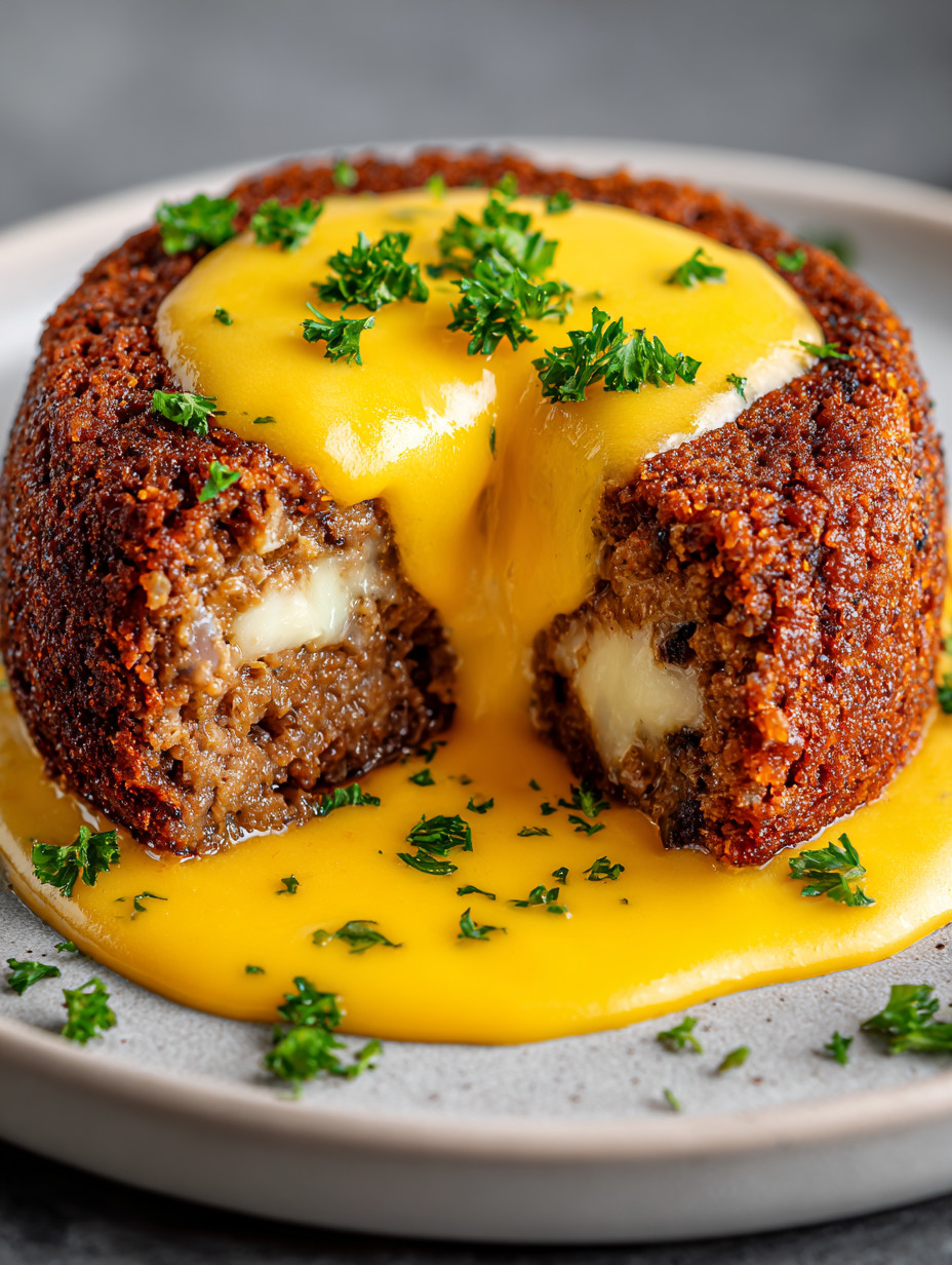 A plate of food with a sauce on it.