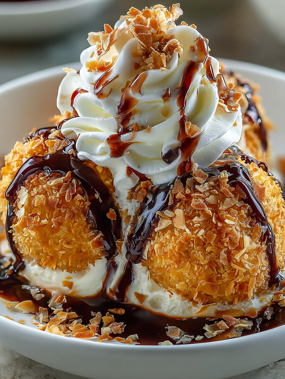 A dessert with a chocolate sauce and whipped cream.