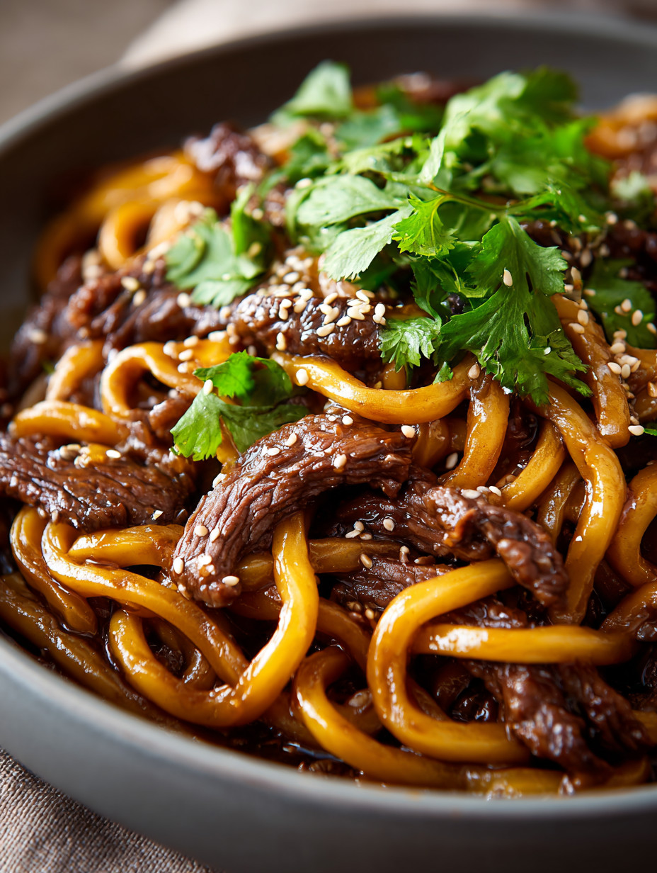 A bowl of noodles with meat and vegetables.