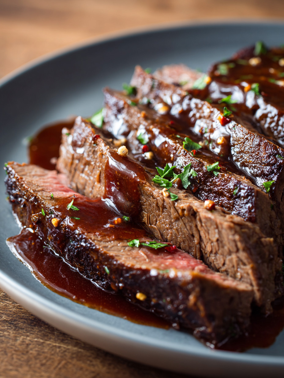 A plate of steak with peppers and onions.