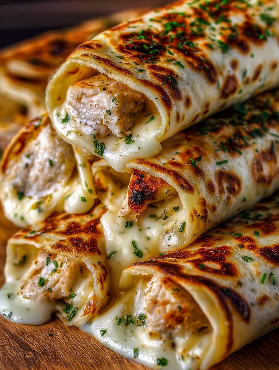 A stack of chicken and cheese burritos.