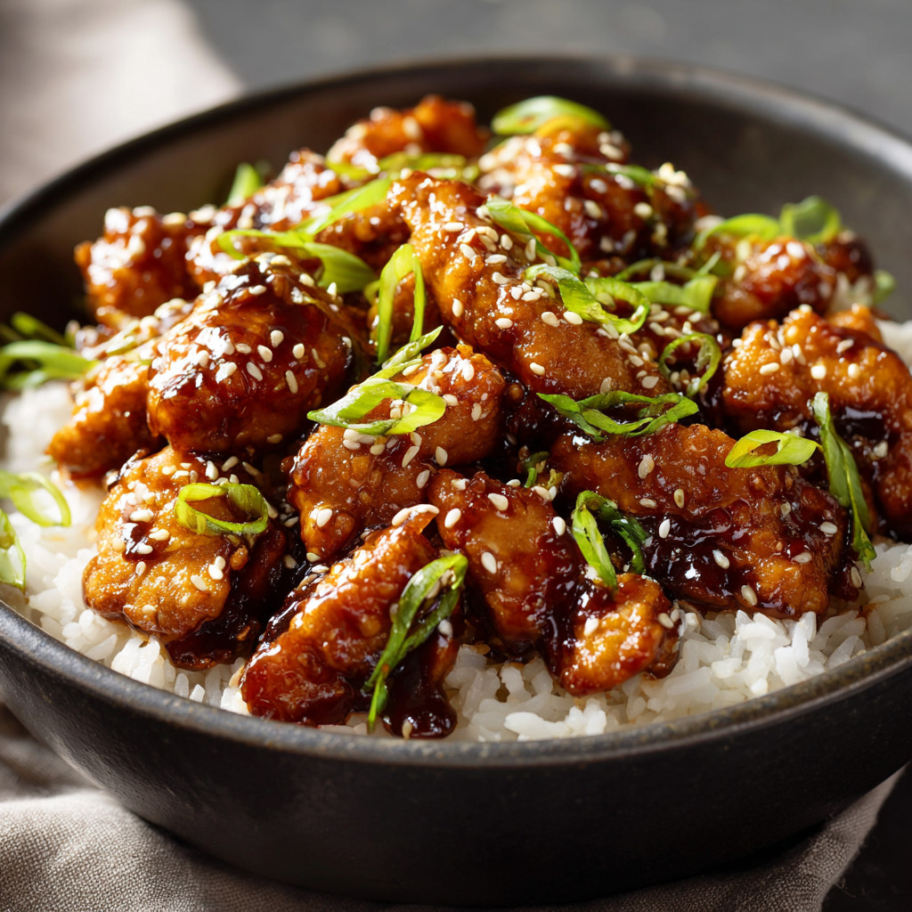 A bowl of chicken and rice.