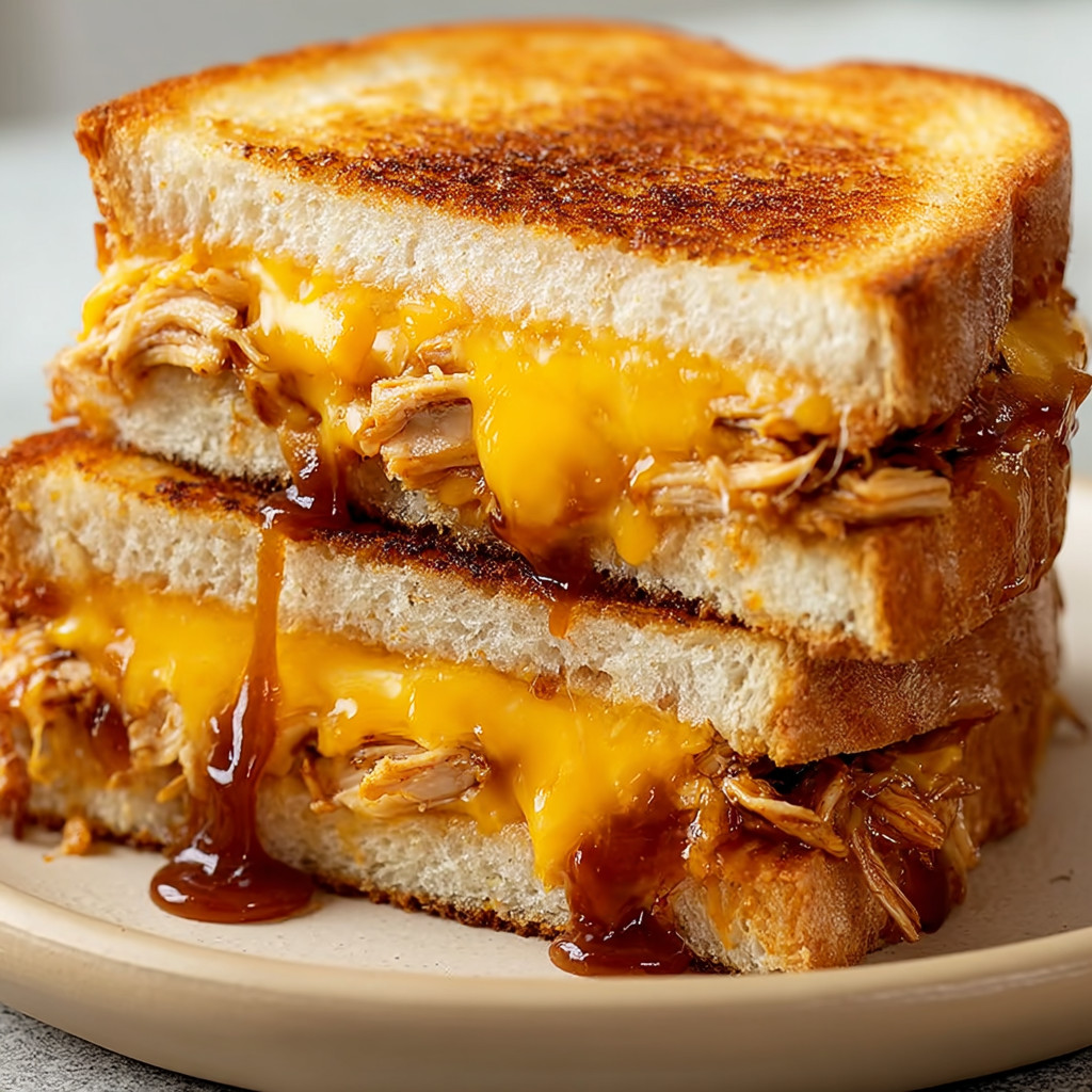 A sandwich with cheese and meat on a plate.