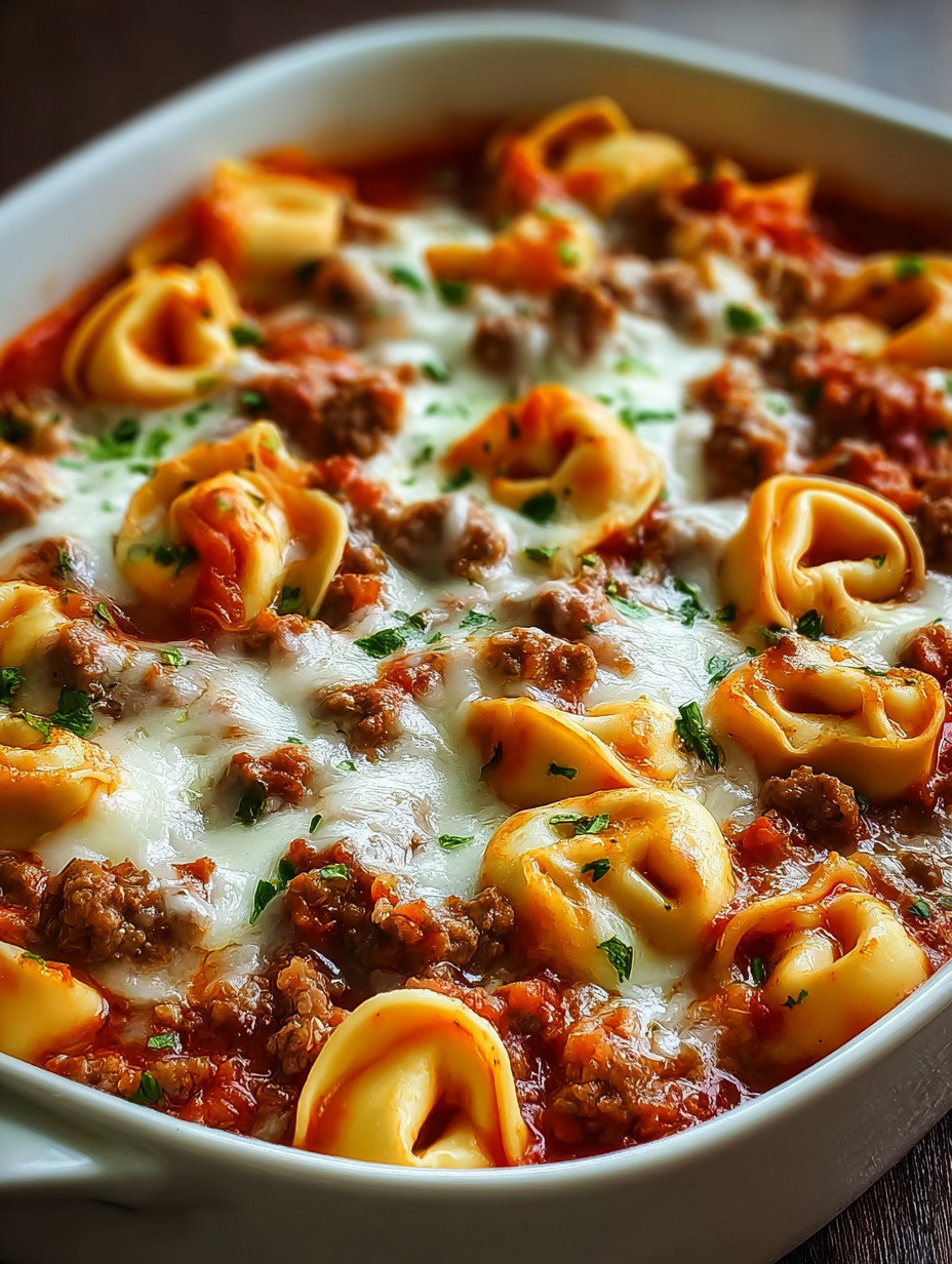 A bowl of pasta with meat and cheese.