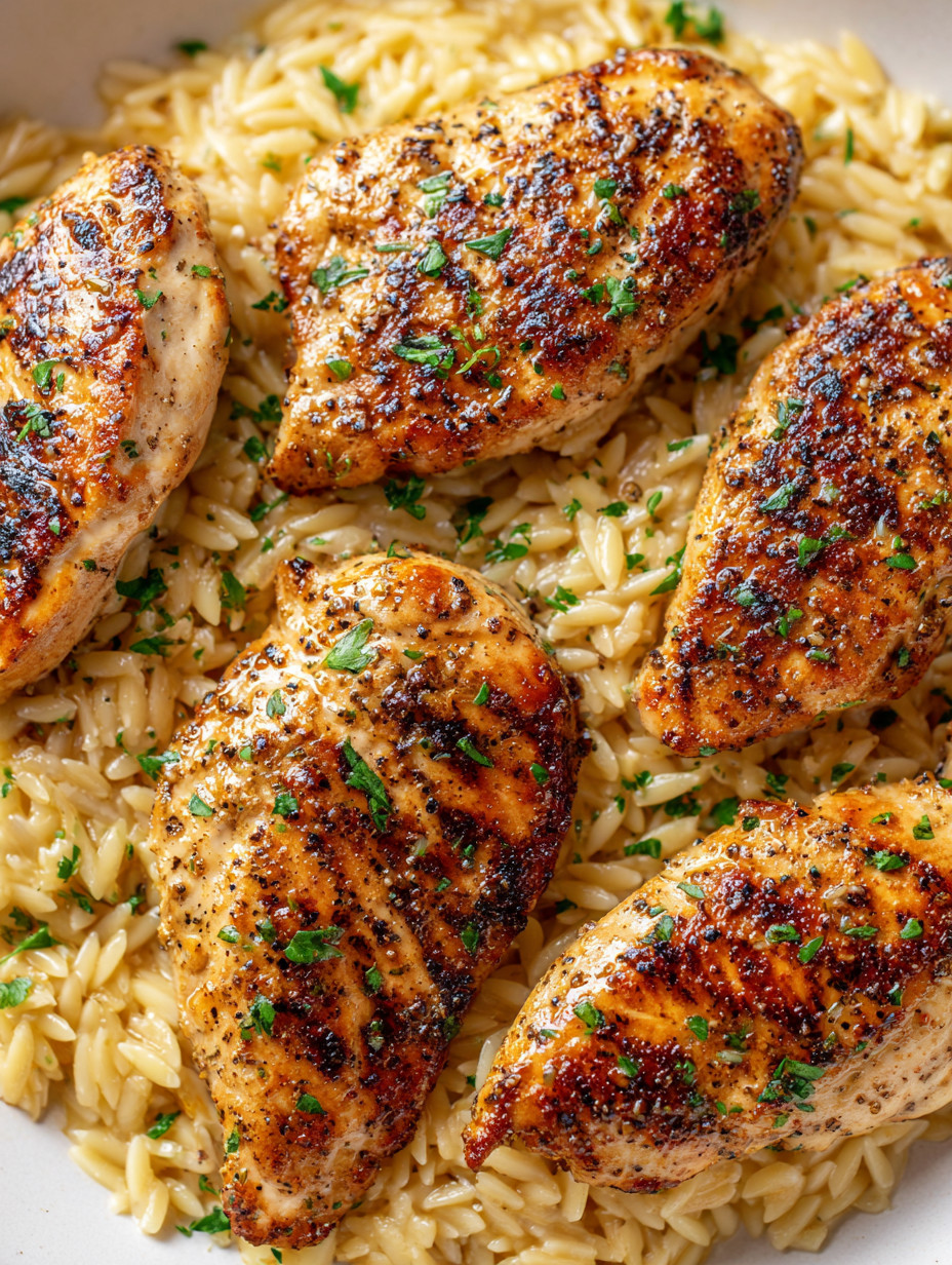 Chicken with rice and herbs.