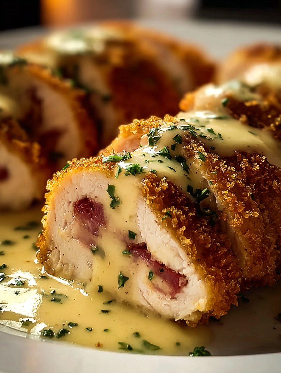 A plate of food with a sauce on it.