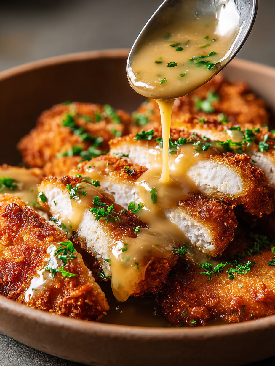 A bowl of chicken with gravy.