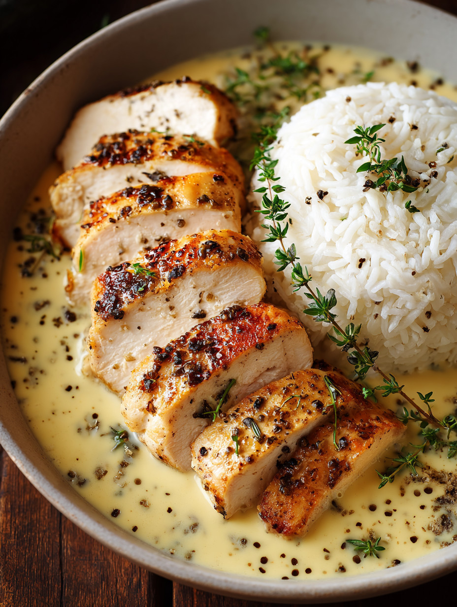 A bowl of rice and chicken.