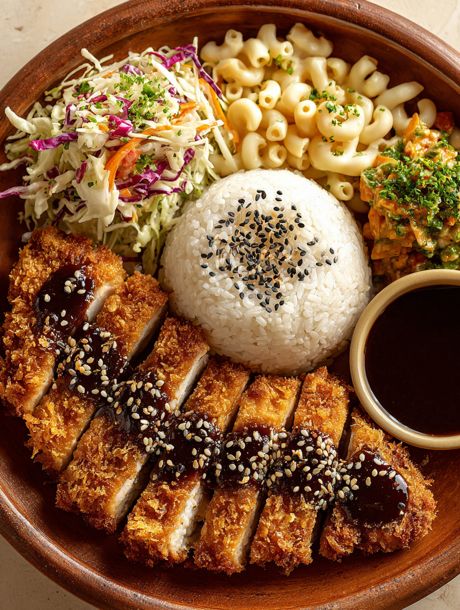 A plate of food with rice, noodles, and meat.