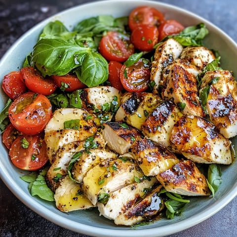 A bowl of food with chicken, tomatoes, and spinach.