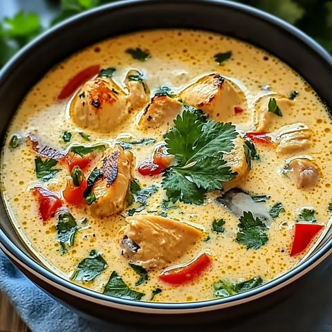 A bowl of Thai Coconut Chicken Soup.