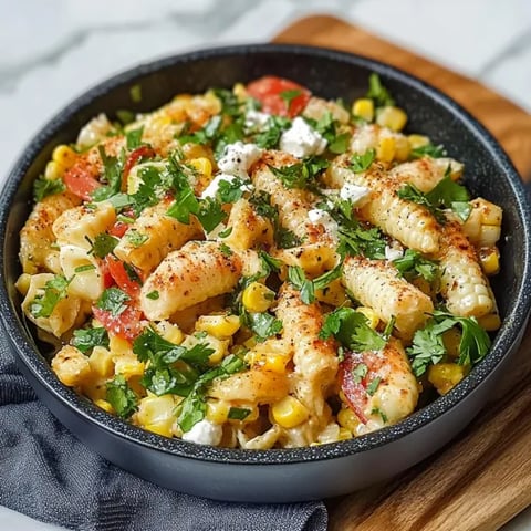 A bowl of Mexican street corn salad.