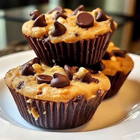 Chocolate chip cupcake with chocolate chips on top.